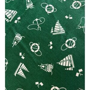 Waverly Fabric Decorator Anchors Away Nautical Sailing Boat Green  79" x 54" VTG